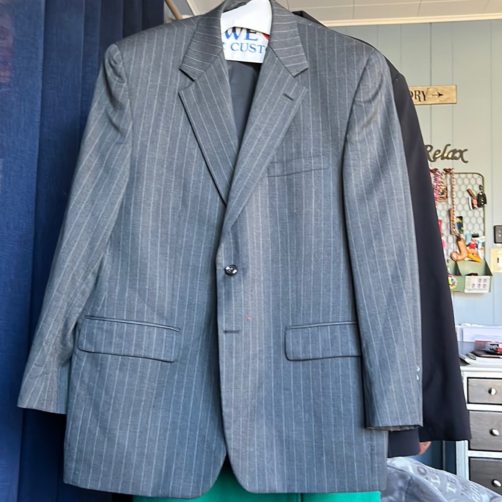 Gray pinstripe suit